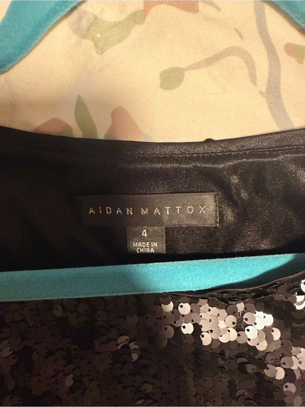Aidan Mattox Black Sequin cocktail Dress with  bow
